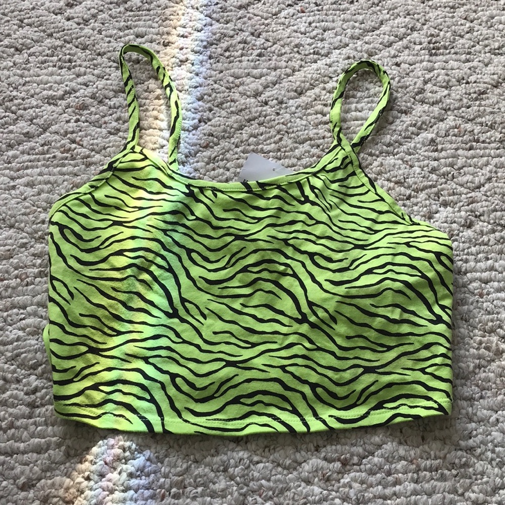 Mini crop top. Lime zebra print.